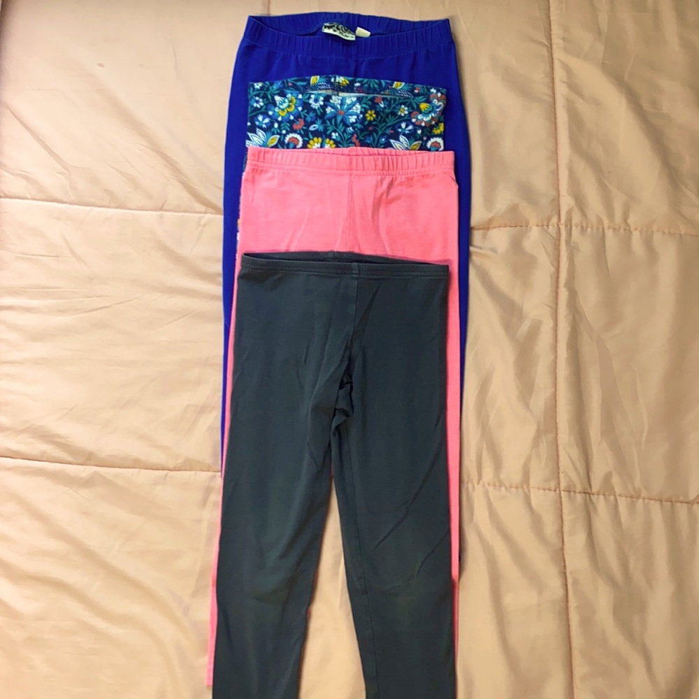 Girls sz 6/7 6-7 leggings gray, blue, pink, floral